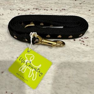Up Country SET Black with Gold Hearts Leash & Collar